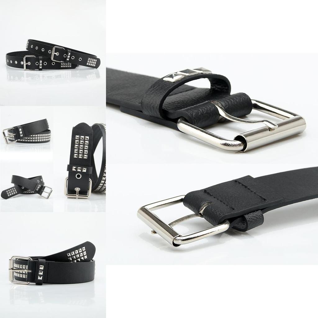Punk Inspired Faux Leather Belt For Men Women With Metal Pyramid Studs And Steel Buckle For Streetwear