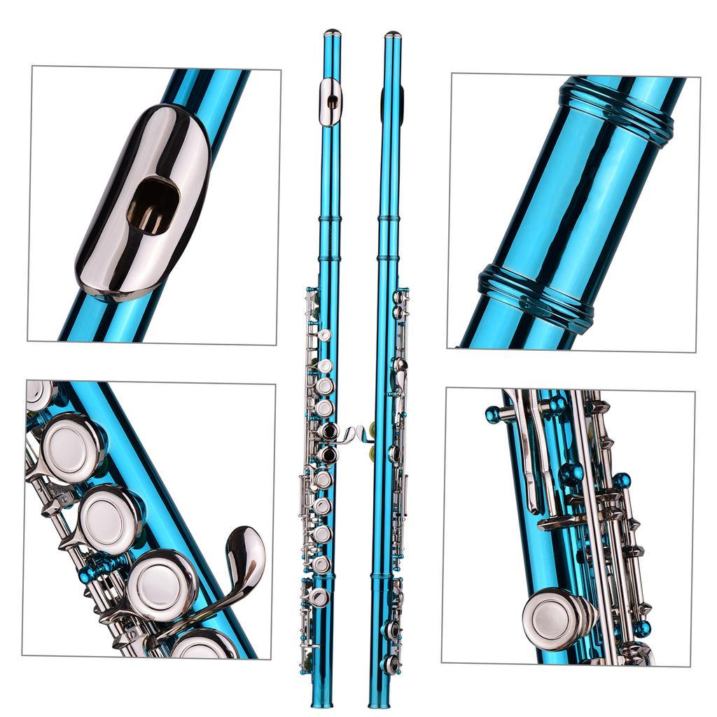 Closed Hole C Flute 16 Keys Cupronickel Nickel plated Wind Instrument with Carry Case Flute Stand Gloves Cleaning Cloth