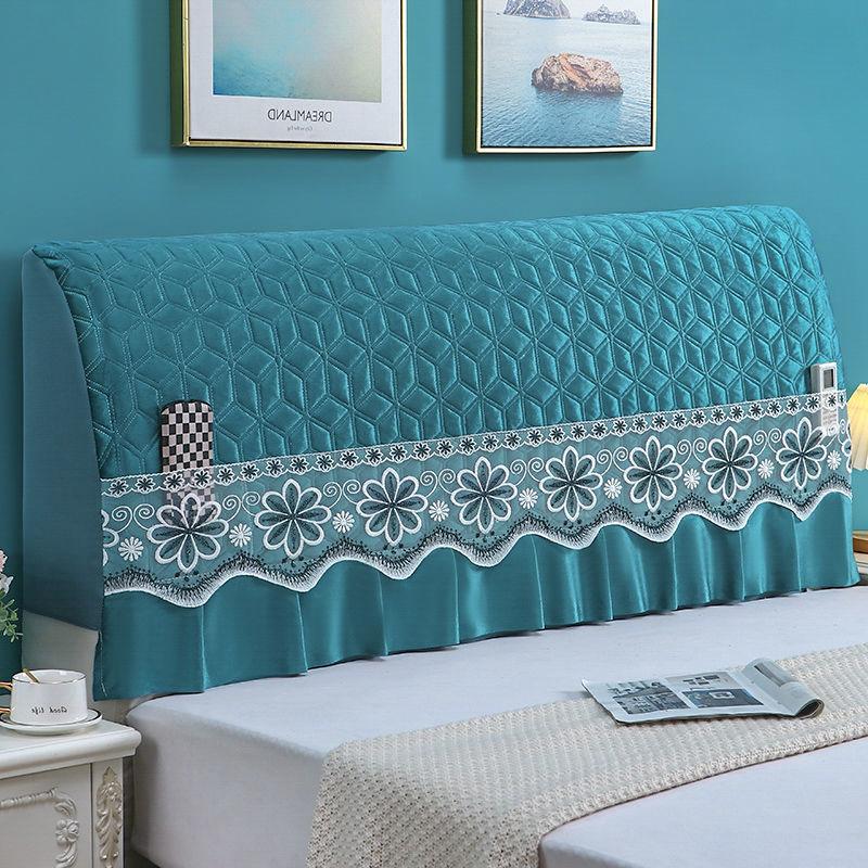 European-style Printing Full Surround Headboards Protector Case Solid Color Quilting Bed Head Cover Bedding Bedside Dust Cover