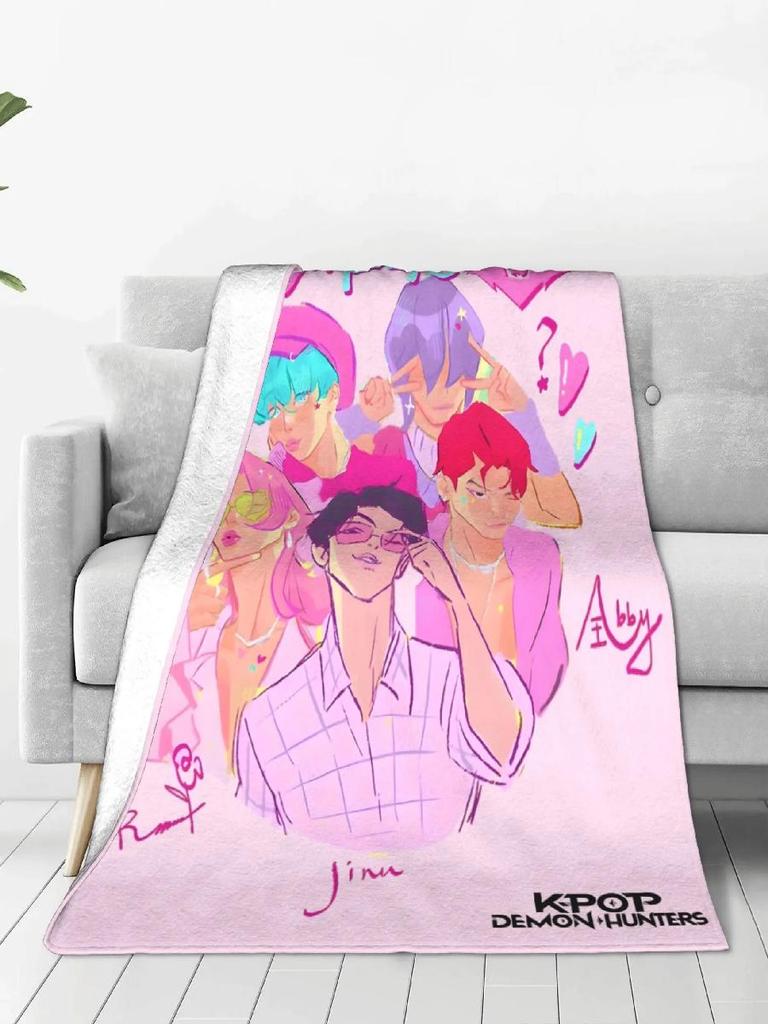 Saja Boys Kpop Lovci démonů Korálový fleece Tenká přikrývka Plyšový dekorativní textil pro postel Ložnici Koberec