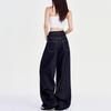 Dark Blue Women's Loose Wide-Leg Floor-Length Jeans for Spring/Autumn 2025