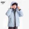 Annil Kids' 2-Piece Hooded Windbreaker with Detachable Fleece Liner