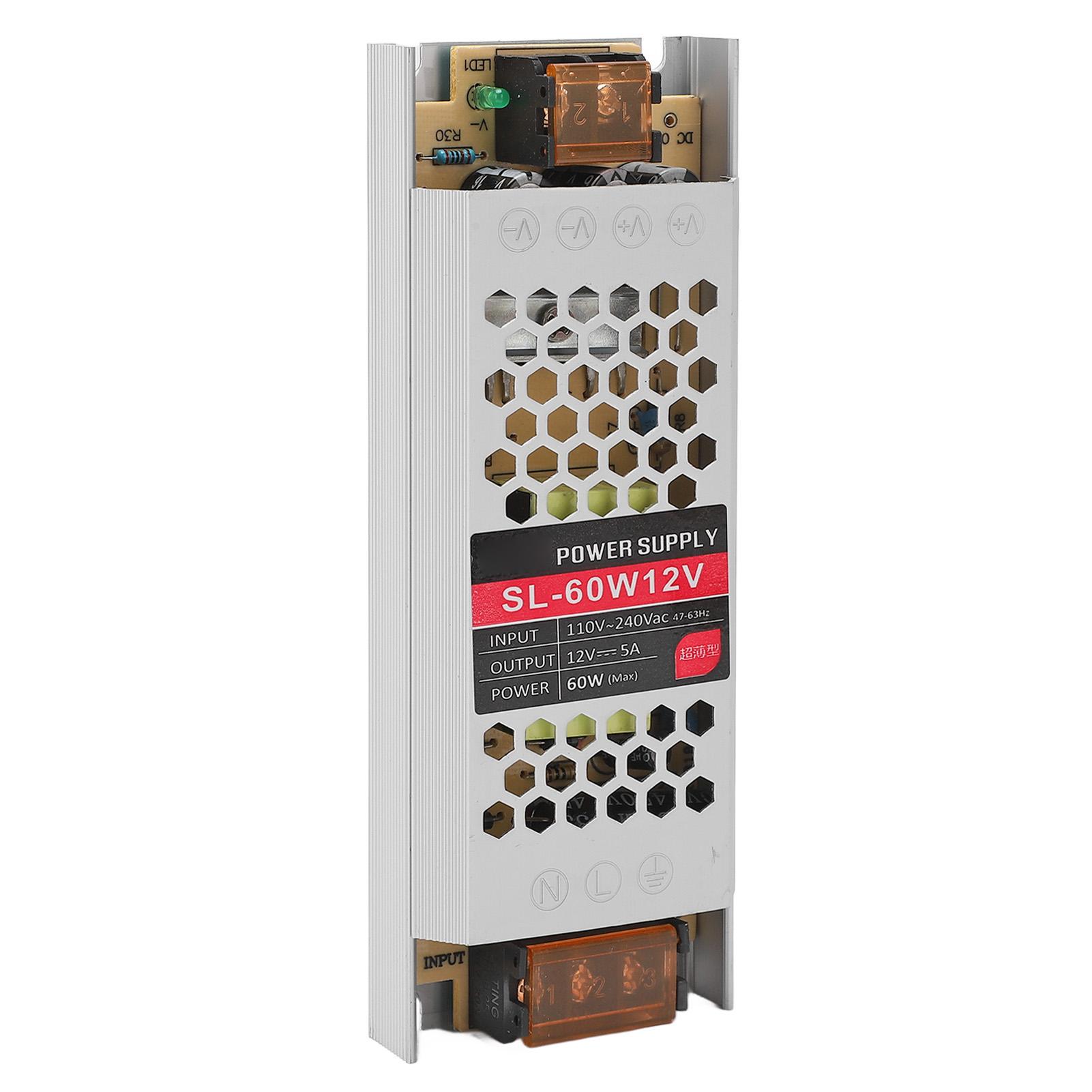 

Світлодіодний блок живлення Ультратонкий смужковий корпус з алюмінієвого сплаву Джерело живлення Трансформатор 12 В 5 А 60 Вт