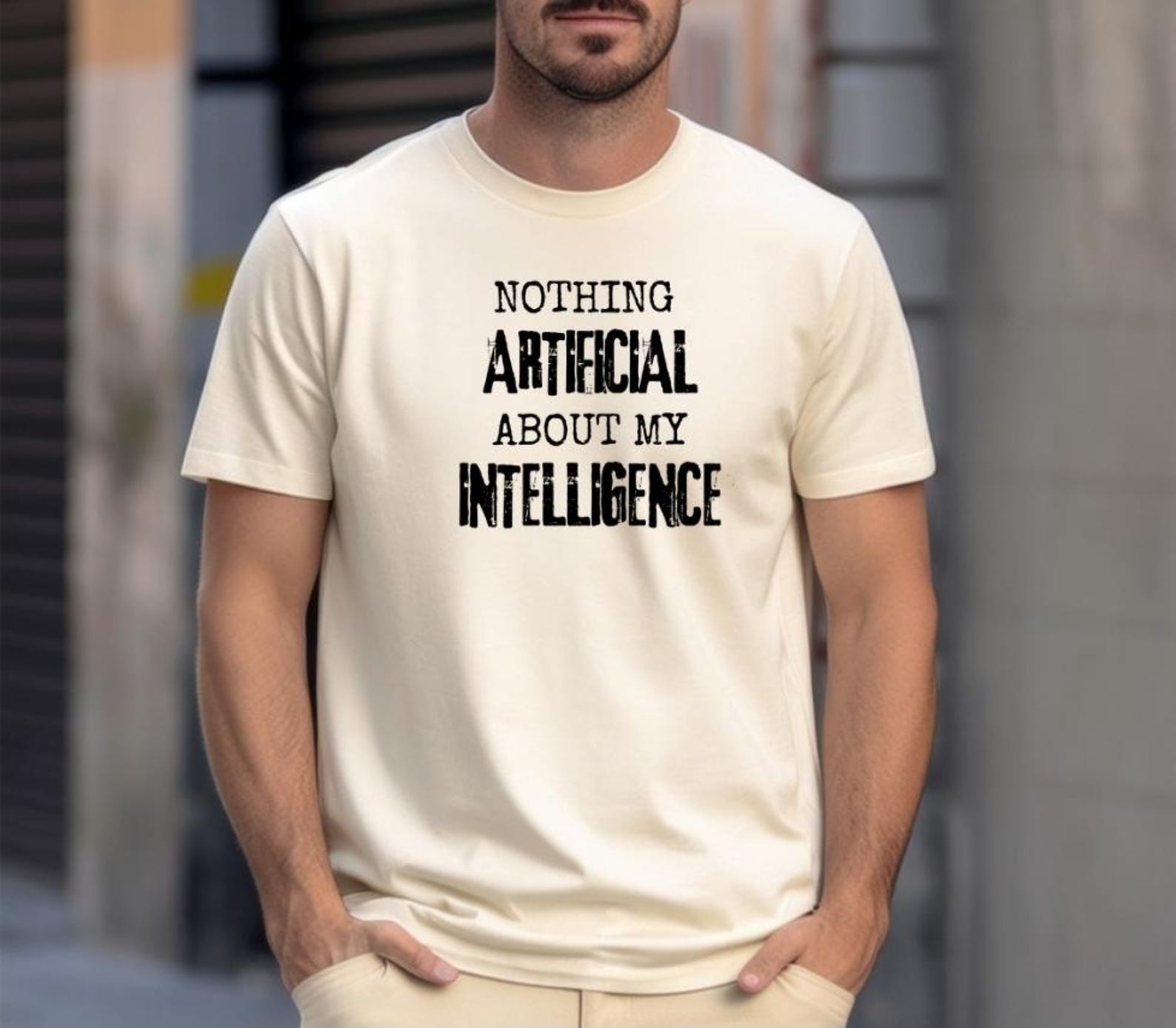 Nothing Artificial About My Intelligence Shirt, Funny AI T-Shirt, Artificial Intelligence Humor Tee, ChatGPT Graphic Shirt, Tech Geek Gift S
