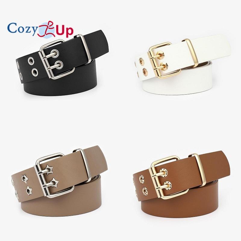 Punk Double Exhaust Eye Hollow Decorative Wide Belt Female