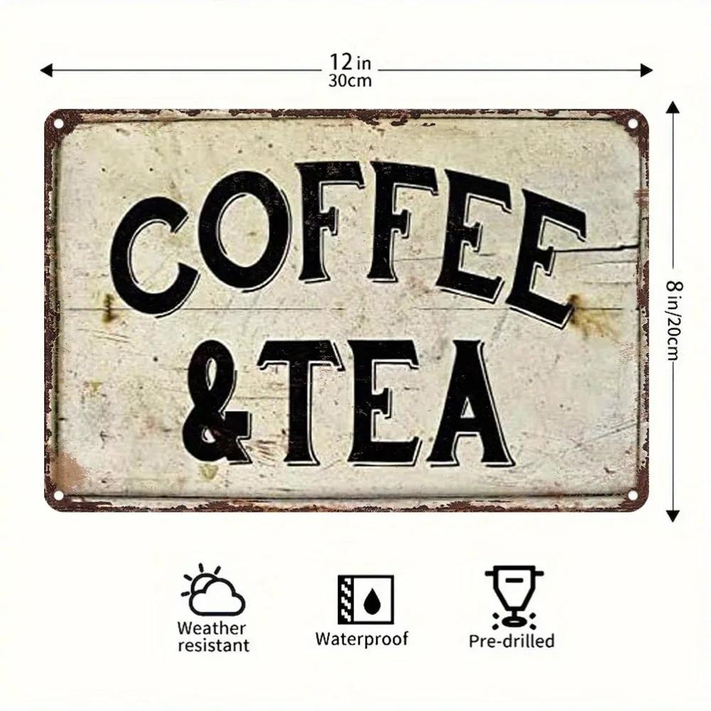 

Coffee Tea Rustic Aluminum Sign 8x12 UV Printed IndoorOutdoor Decor Waterproof Metal Plaque 1pc 20x30cm