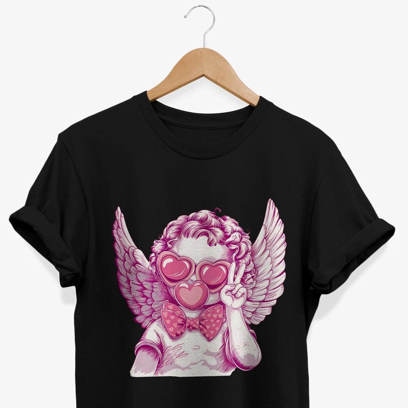 Cupid Angel Bubble Gum T-shirt: Retro Valentine s Day Graphic Tee S