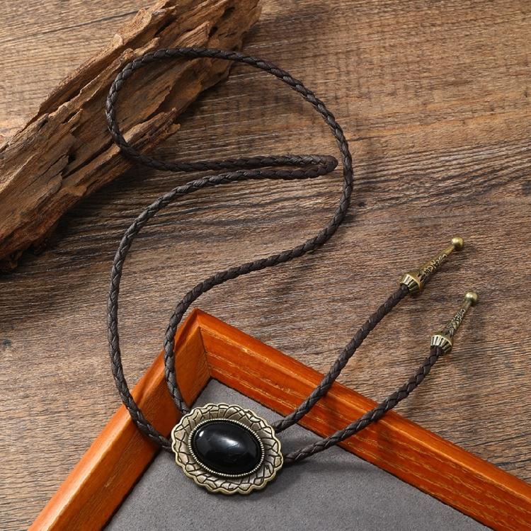 Men Bolo Tie Metal Eagle Bird Stone Cowboy Hat Western Necklace Costume Accessory