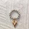 Vintage Love Heart Pendant Rings for Women Round Bead Rings Jewelry Gifts