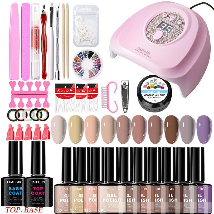 Petal Nail Kit Gel Polish LED Lamp Nail Tools Full Set Nail Art Decorations New Nail Gel DIY Set