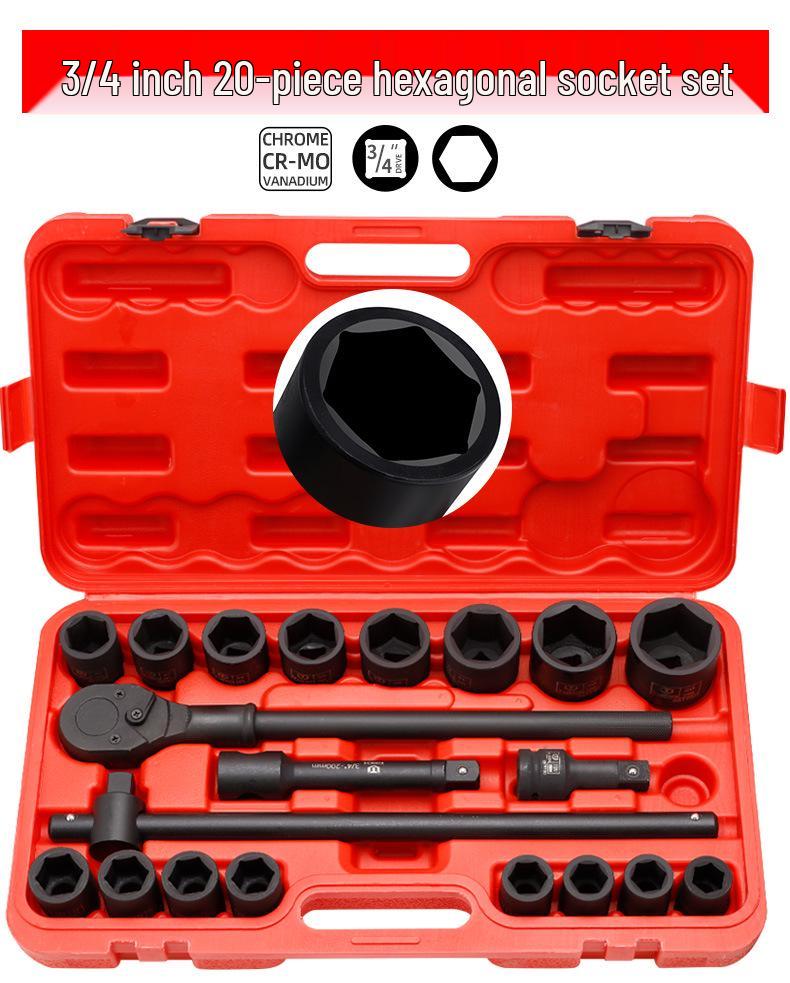 3/4" Heavy Duty 20-Piece Impact Socket Set - Hex12-Point Torx Wrench