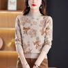 Autumn and Winter Half-turtleneck Knitted Jacquard Cashmere Sweater Women's Autumn and Winter Thickened Mother Fashion Bottoming Shirt