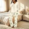 Women's V-Neck Loose Fit Printed Pajama Set Two Piece Sleepwear for Casual