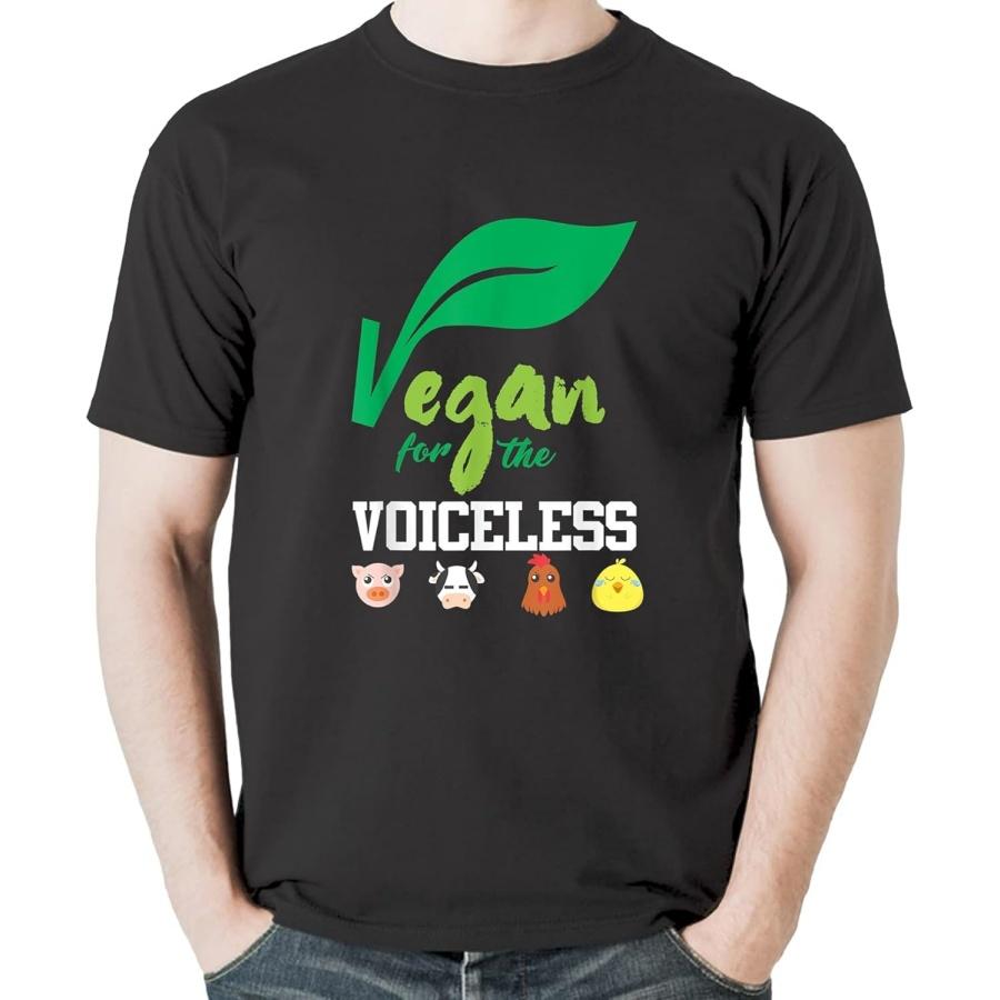 Vegan for The Voiceless - Animal Rights Activist Message T-Shirt, Sweatshirt, Hoodie for Men, Women, Kids S