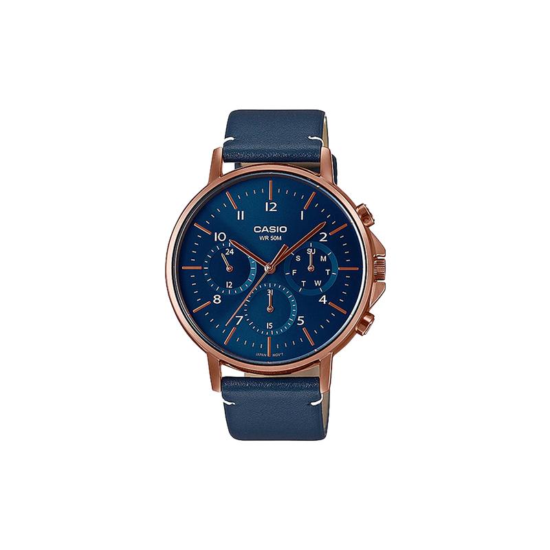 

Casio STANDARD Series Retro Sports Trendy Watch Quartz Movement Genuine Leather Strap Japanese and Korean Watch Men s Watch Blue Dial MTP-E321RL-2AVDF синий