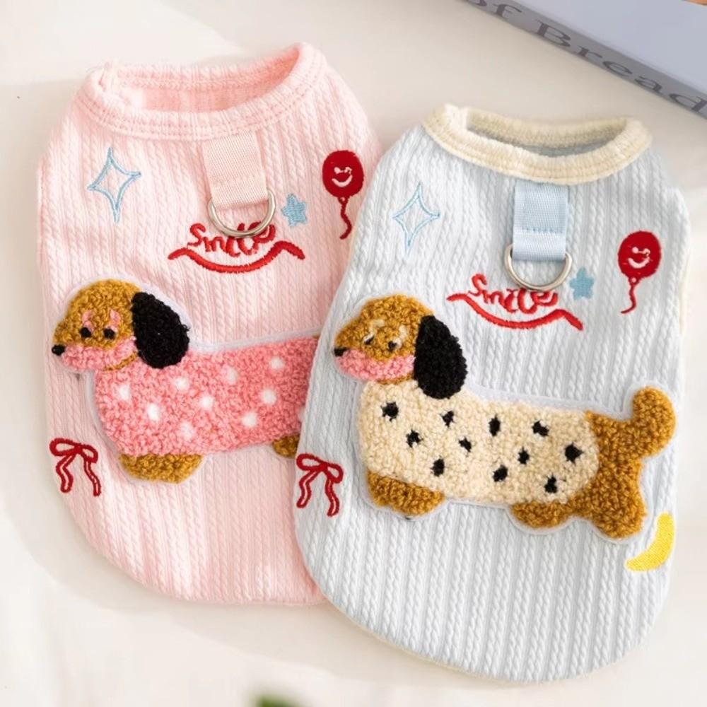 Breathable Dog Undershirt with Leash Hook Cat Clothes New Puppy Vest for Small Dogs