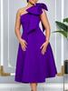 Plus Size Women's One-Shoulder Bow Evening Dress - Summer Fashion African Style