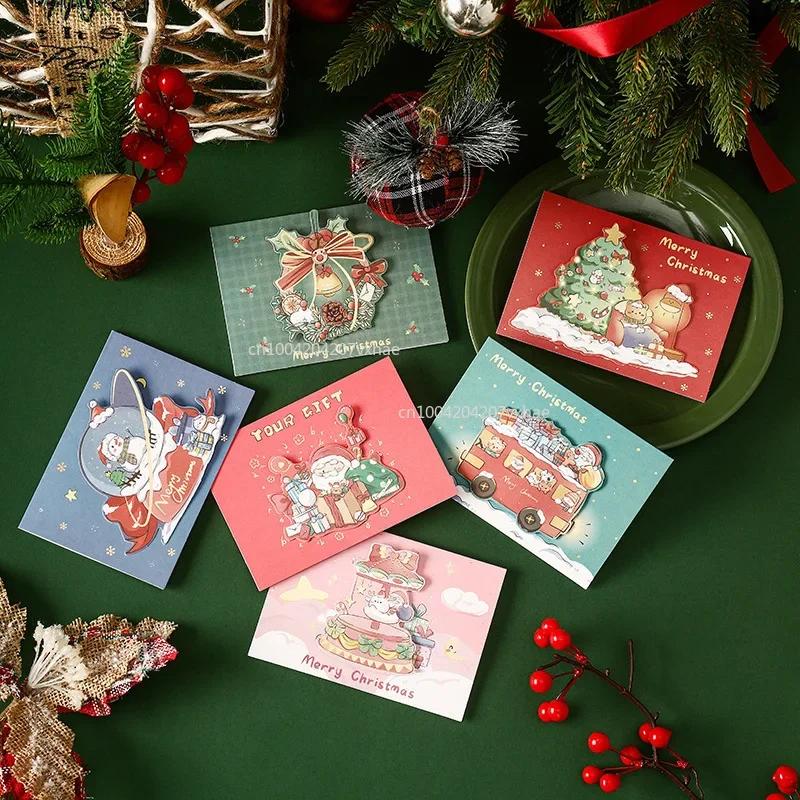 5pcs Christmas Greeting Card Kids Mini Christmas Blessing  Cards Envelope New Year Postcard Gifts Card Xmas Party Supplies