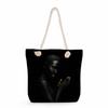 Multifunctional Cool Black People Printed Thick Rope Shoulder Beach Bag Casual Large Capacity Handbag 0114