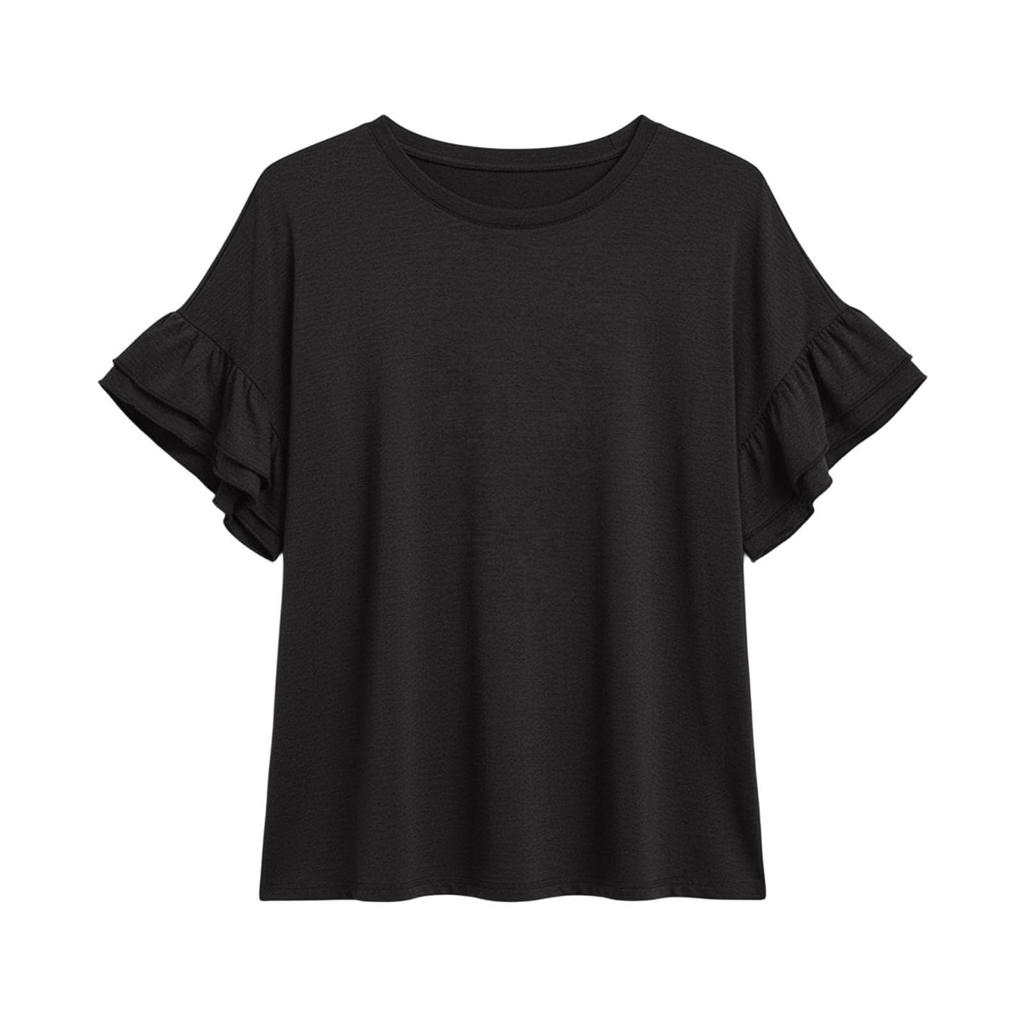 Women's Fashionable Loose-Fit Ruffled Short-Sleeve Top
