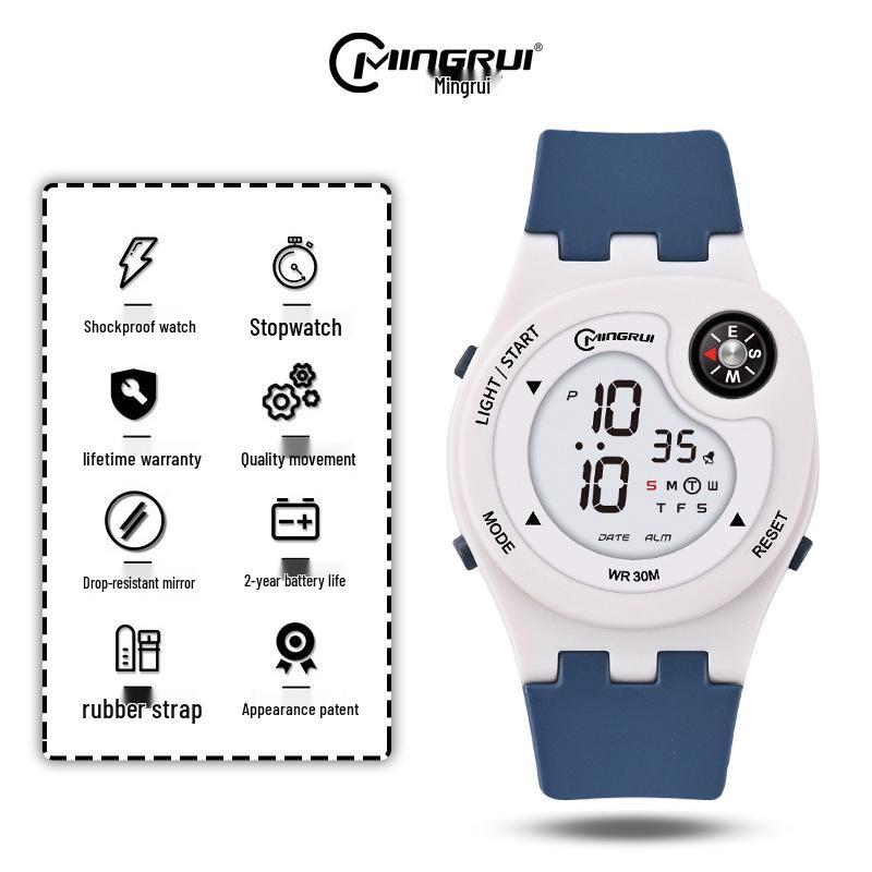 

Багатофункціональний дитячий водонепроникний люмінесцентний годинник з будильником, хронографом та компасом для студенток One Size