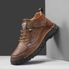 Mode Herren Handgenähte Stiefeletten Outdoor High Top Freizeitschuhe Vintage Leder Rutschfest Abriebfest Bequem für den täglichen Gebrauch