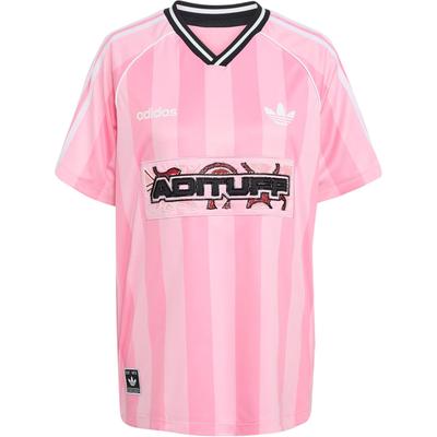 adidas Originals Ss25 Perline Jersey Vestibilità Ampia Scollo a V Manica Corta Maglia da Calcio Top da Donna Rosa Rosa Chiaro KD2272