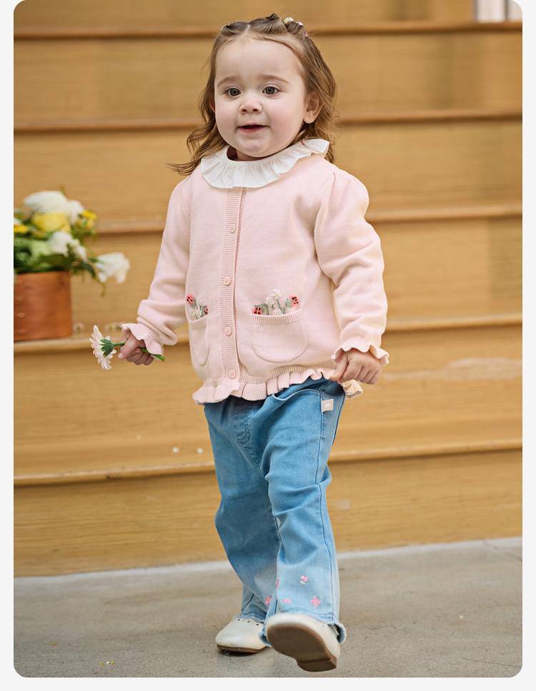 David Bella Girls' Sweater Spring Collection New Baby Cotton Anti Static Knitted Sweater Children's Cardigan