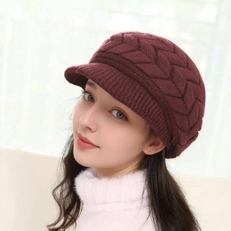 

Универсальный однотонный берет для женщин среднего и пожилого возраста - Плюс бархат, толстая вязка, шерсть, осень/зима