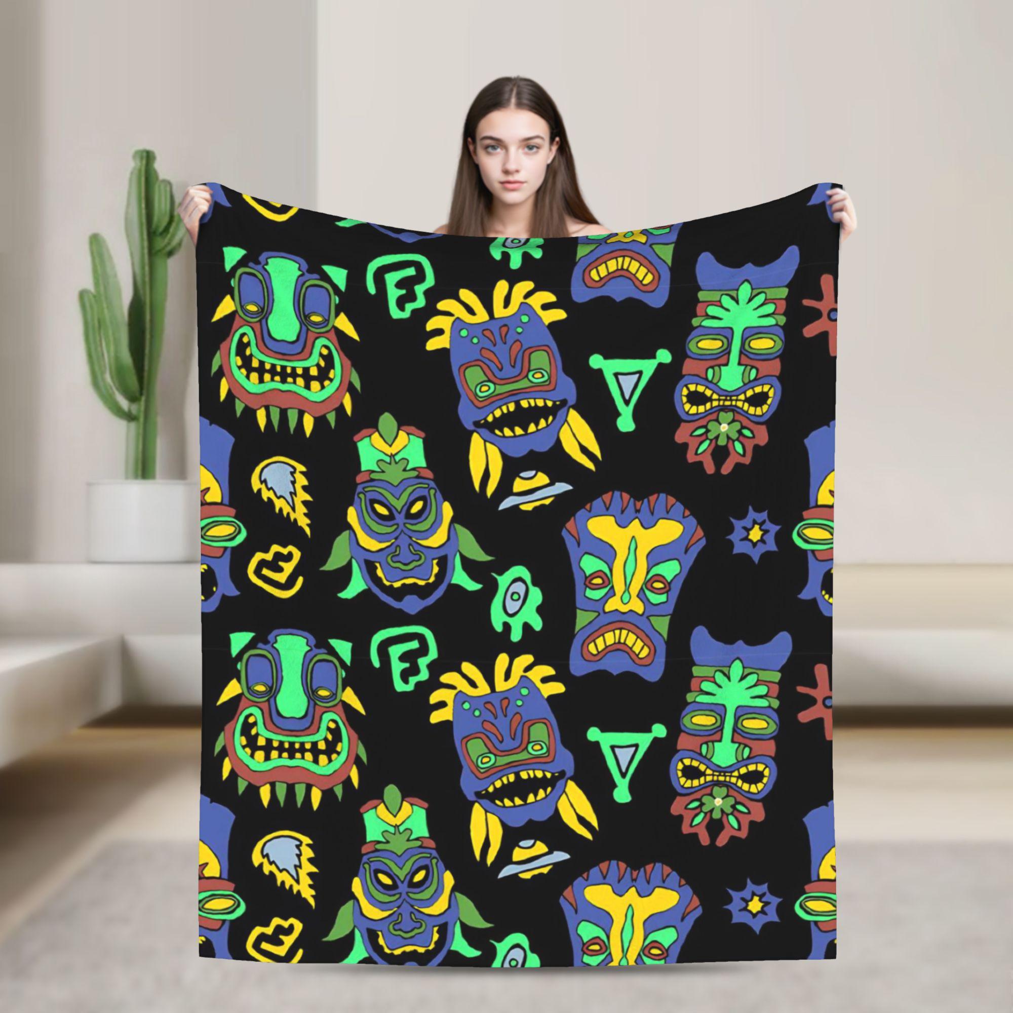 Let s Tiki  Blanket  Warm Soft Novelty Plush Throw Blanket For Living Room Camping Flannel Bedspread Bed Cover 75x90cm