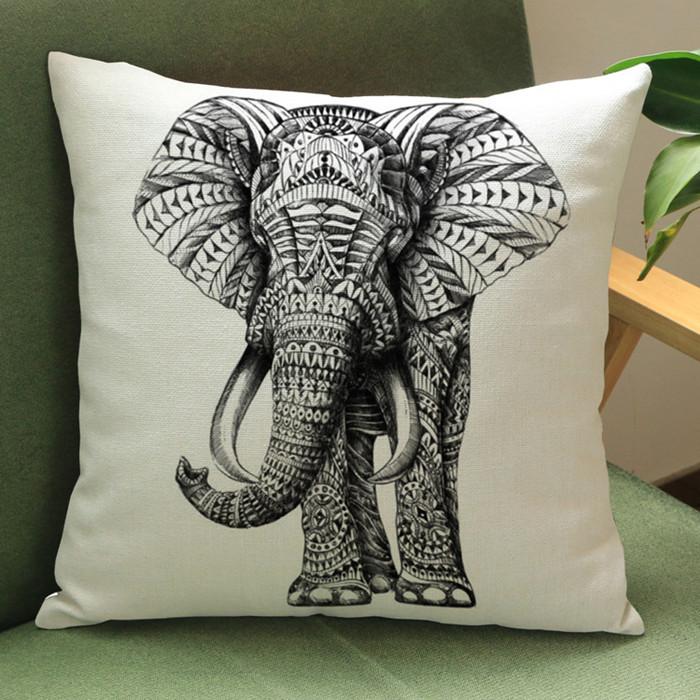 Wild Animal Style Decorative Cushion Cover African Zebra Elephant Giraffe Cotton Linen Square Throw Pillowcase Cojines 45X45Cm