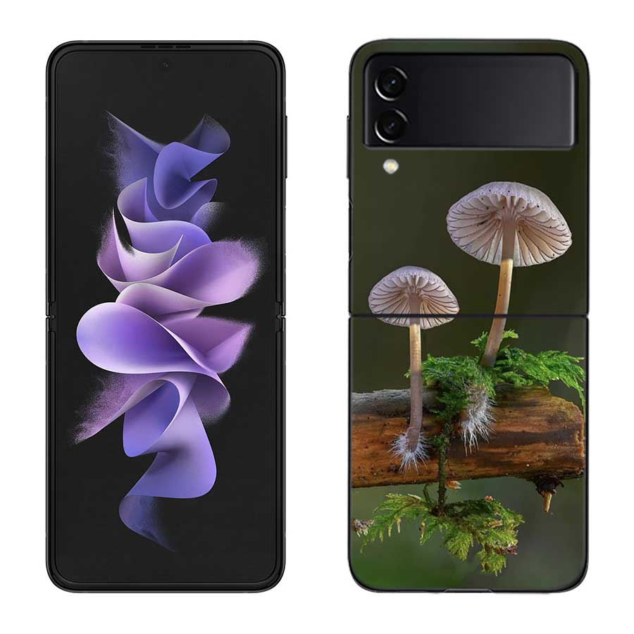 Fungal Aesthetics Phone Case For Samsung Z Flip 7 6 5G Galaxy Z Flip 5 4 3 Black Hard Cell Cover Luxury PC Shell Coque