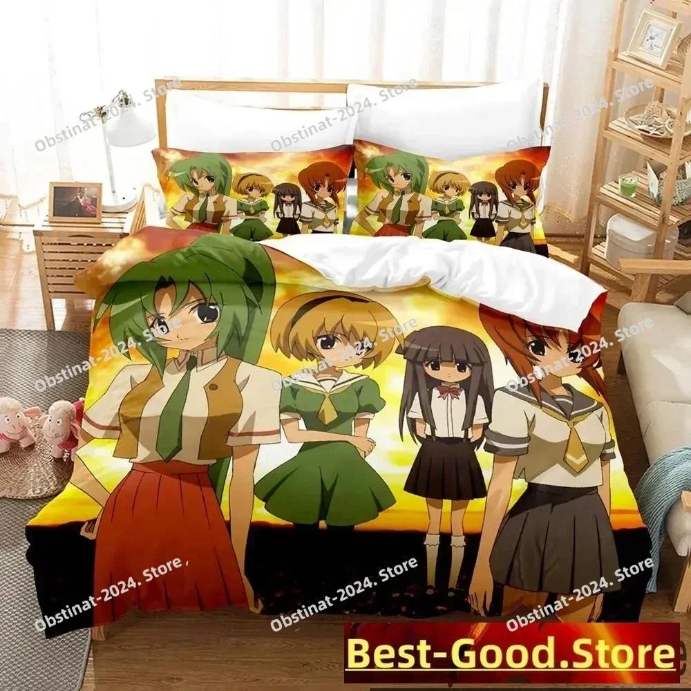 3D Anime Higurashi When They Cry Bedding Set Printed single Comforter Quilt Duvet Cover Pillow Case 3 Pieces Set Kids Adult Size