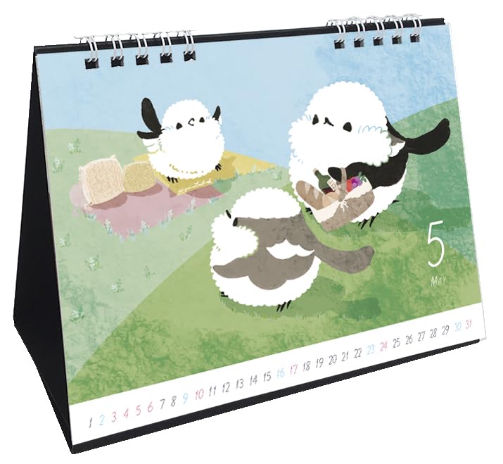 Piyo Techo Seasonal Tit January Start Long-tailed Calendar, Desk, 2026,