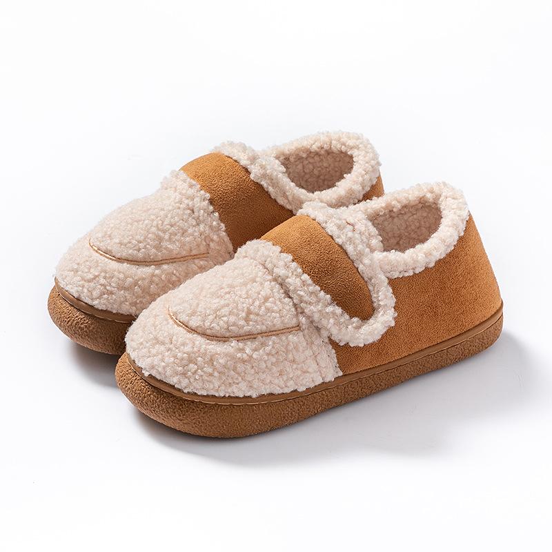 Heel cotton slippers autumn and winter warm plush soft cotton slippers couple home indoor shoes