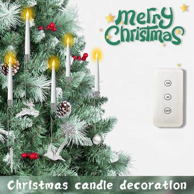 6pcs Christmas Tree Candles With Remote Snowflake Crystal Ball Flameless LED Candles Decorative Lights Christmas Decorations