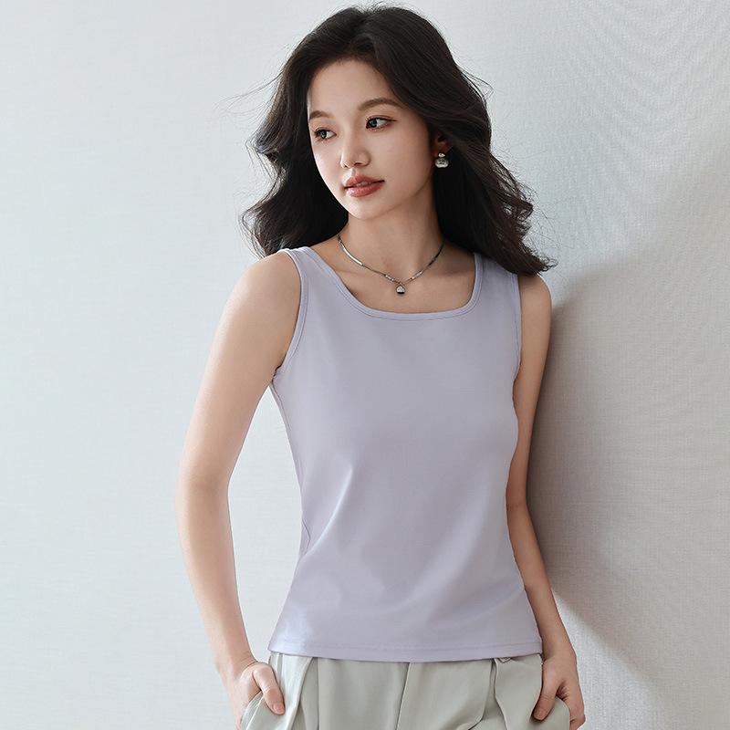 2026 Spring/Summer Women s Modal Square Neck Slimming Camisole - Solid Color Sleeveless Base Layer One Size
