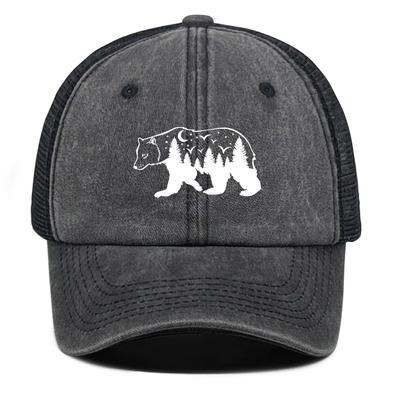 White Forest Bear Mesh Cap Adjustable Baseball Cap Hat For Woman Distressed Simple Snapback Trucker Hat Ideal Choice For Gifts