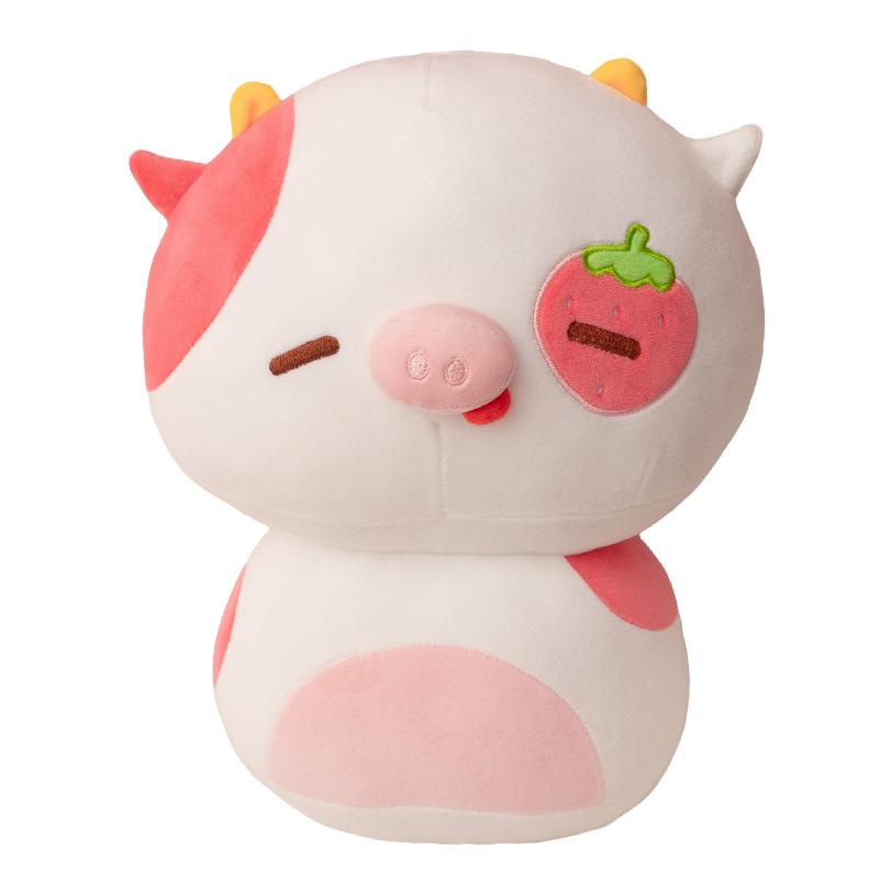 20/36Cm Kawaii Strawberry Cow Plushies Cute Pink Purple Stuffed Animal Chubby Cow Plush Hug Pillow Birthday Gift For Girl Boy