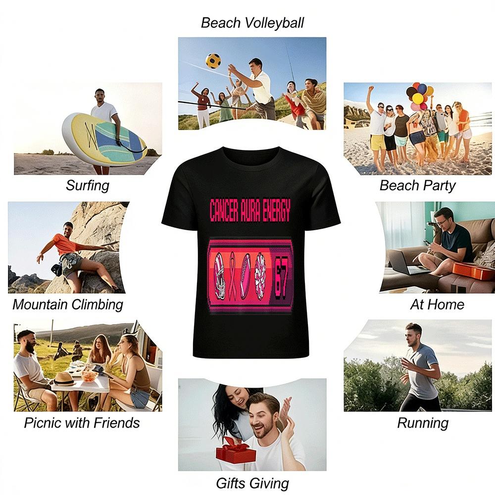 Cancer Aura Energy Football Themed Cancer Awareness Top Pure Cotton T-shirt