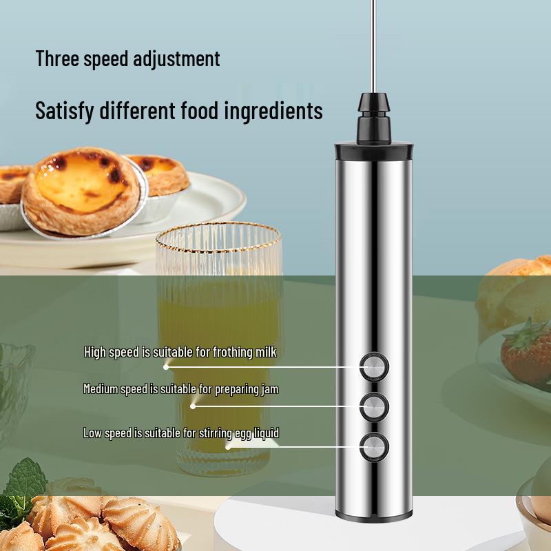 USB Rechargeable Handheld Electric Milk Frother – Ideal for Eggs, Baking, and Frothing.
