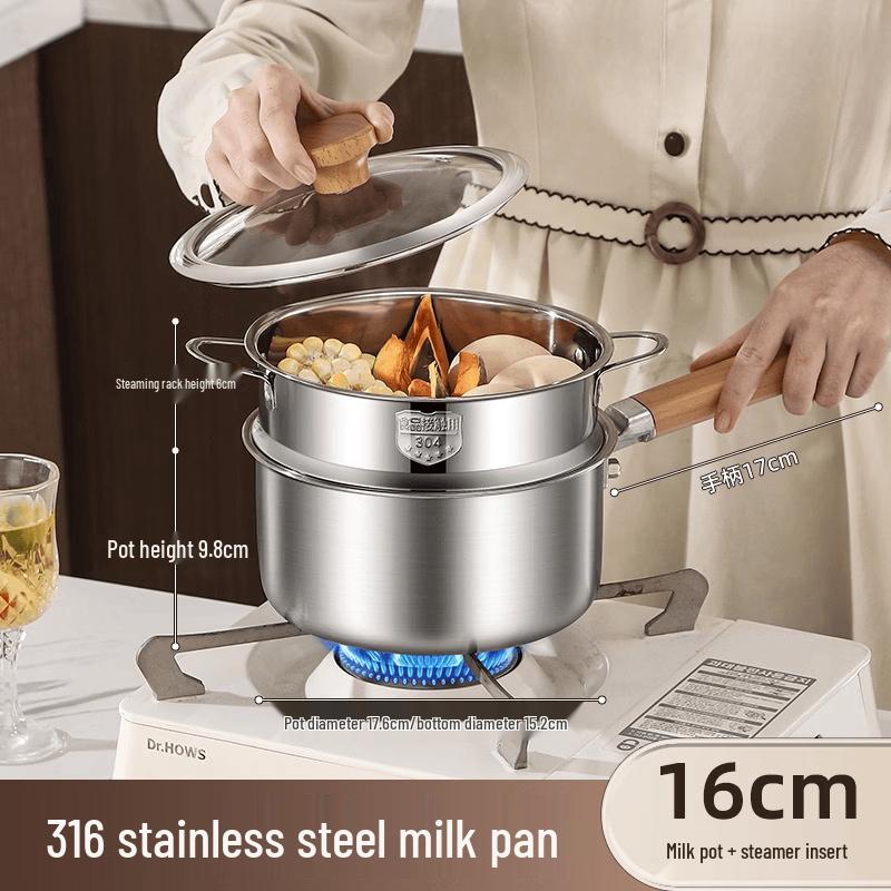 

Utao 316 Stainless Steel Milk Pot with Steamer (16cm)