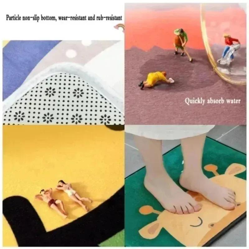 Leopard Flannel Bathroom Absorbent Floor Mat Toilet Floor Mats Dirt Resistant and Quick Drying Entrance Door Mat Home Decoration
