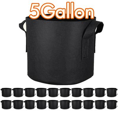 5-20 Piezas Bolsas de Cultivo para Verduras/Flores/Plantas de 5 Galones Tela de Fieltro No Tejido Engrosada Maceta para Flores con Asas