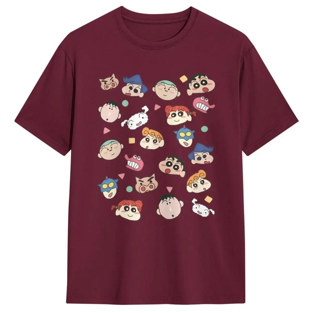 School Friends Crayon Shin Chan T-Shirt Summer Y2K Retro T Shirts 100 Cotton Tshirt For Mens Short Sleeves Clothing
