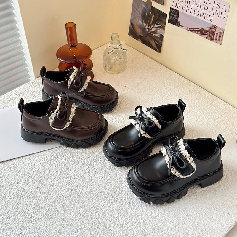 Girls' leather shoes 2025 spring new children's shoes little girl princess shoes soft-soled loafers trendy retro leather shoes