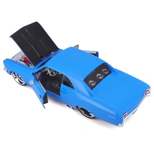 Maisto 1/24 Scale Chevrolet Chevelle 1966 Blue Custom Classic Muscle Series / Diecast Model Car, Finished Product, 31333