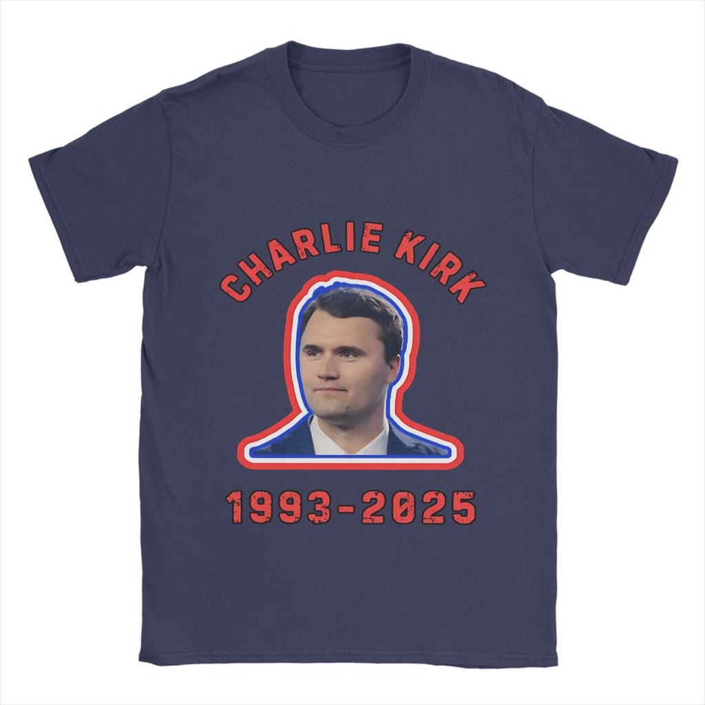 Men's Charlie Kirk T Shirt  100% Cotton Tops Funny Short Sleeve O Neck Tees Printed T-Shirt