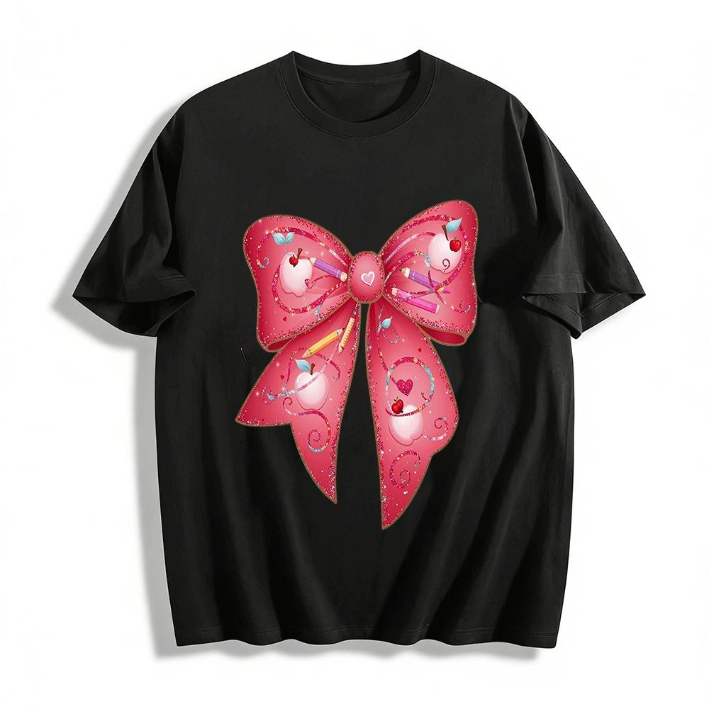Cute Apple Bow Print Girls  Casual Top Pure cotton T-shirt XXS