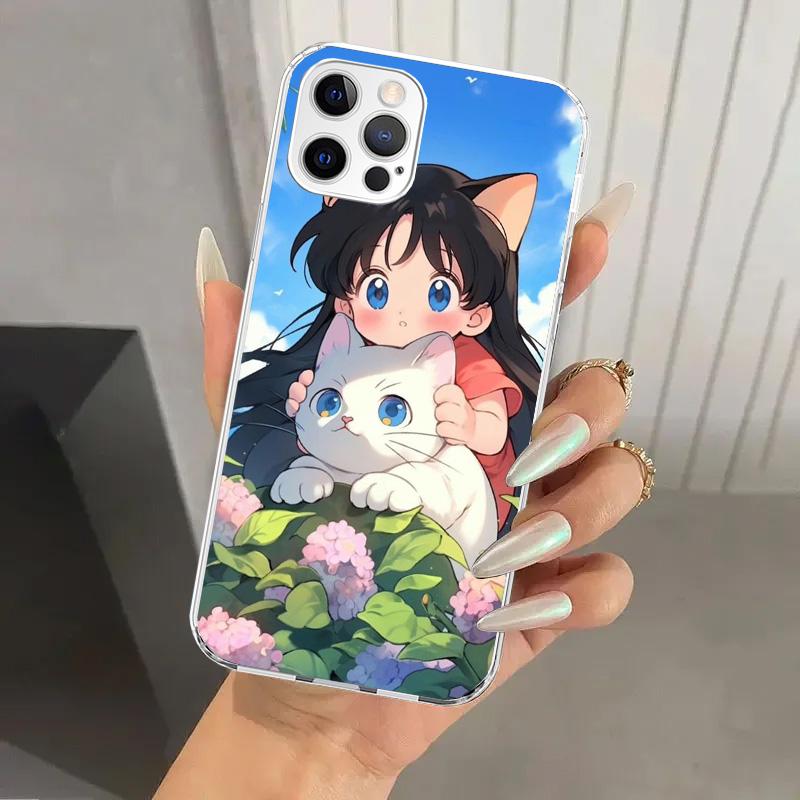 Cute Anime Ins Girls Animal Cat Phone Case for Iphone 17 Air 16 15 Plus 14 13 Mini 12 11 Pro Max 16E 7 8 SE 2020 Soft Funda Prin